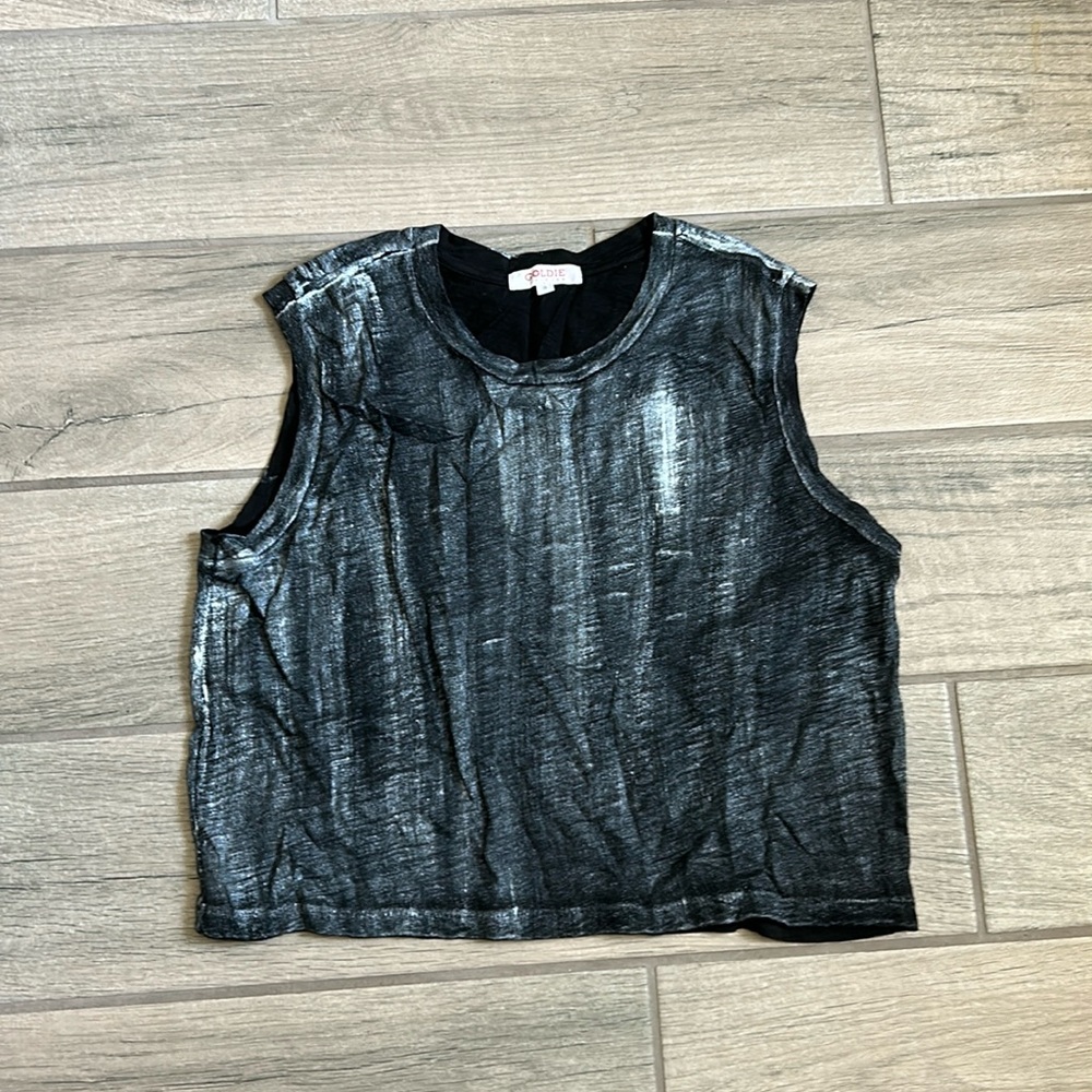 Goldie black shimmer cropped muscle tank